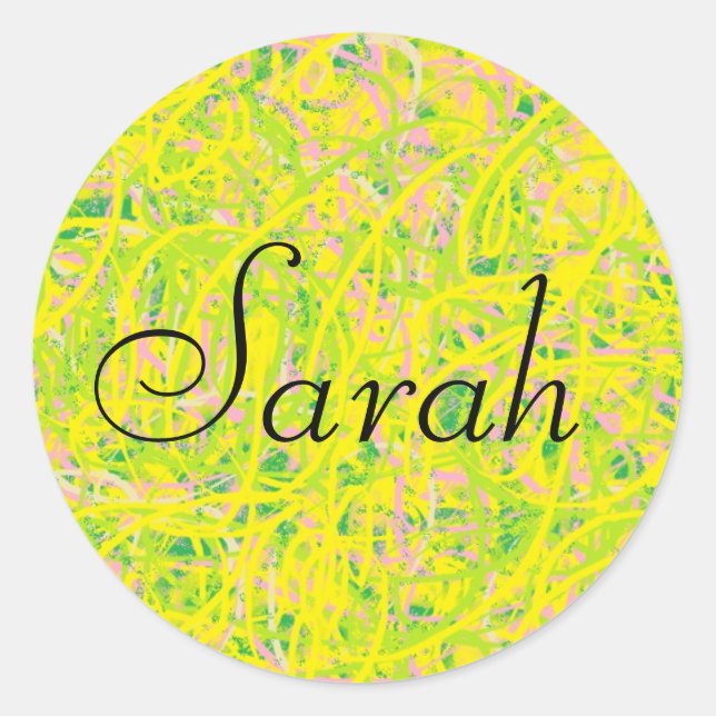 Sticker Rond sarah de style graffiti abstrait noir orphelin (Devant)