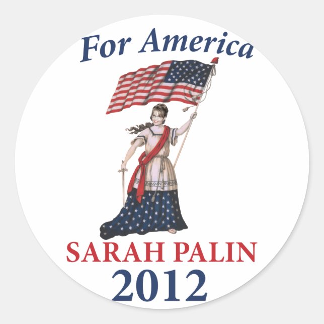 Sticker Rond Sarah Palin 2012 (Devant)