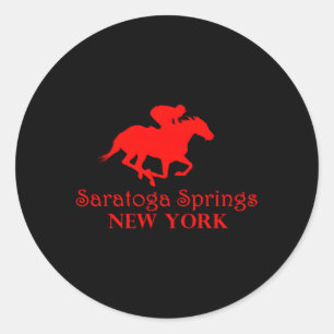 Sticker Rond Saratoga Springs New York Horse Racing Jockey