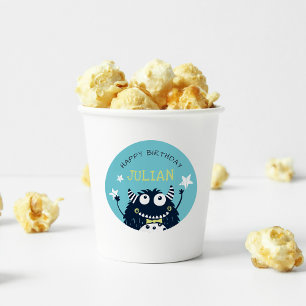 Sticker Rond Sarcelle   Petit Monster Anniversaire de enfant pe