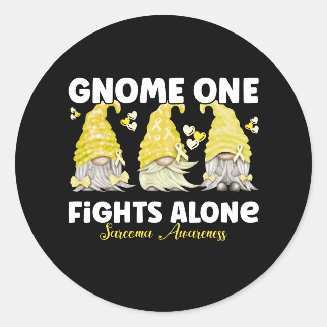 Sticker Rond Sarcoma Cancer Awareness Yellow Gnome (Devant)
