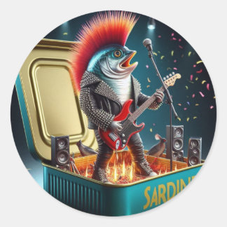 Sticker Rond Sardine rebelle attitude punk rock style fou