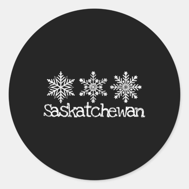 Sticker Rond Saskatchewan Canada Ski Skiing Skieur Flocons de n (Devant)