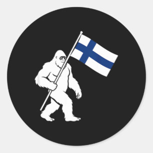 Sticker Rond Sasquatch Bigfoot finlandais drôle portant la Finl