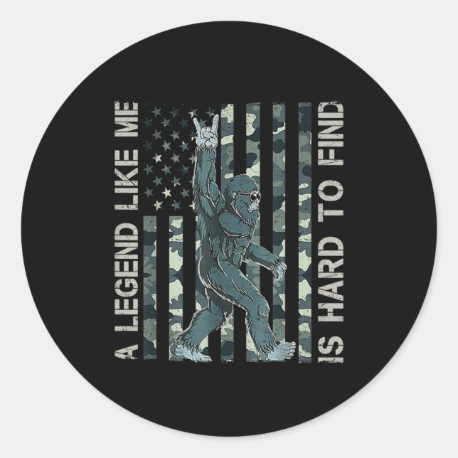 Sticker Rond Sasquatch Bigfoot Une légende comme moi est diffic (Devant)