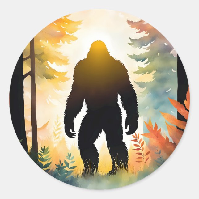 Sticker Rond Sasquatch d'automne Paysage coloré (Devant)