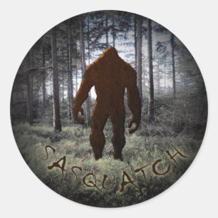 STICKER ROND SASQUATCH EN BOIS