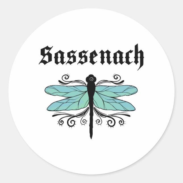 Sticker Rond Sassenach Dragonfly Outlander Amber Blue Cadeau Te (Devant)