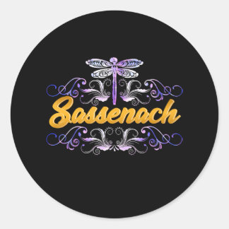 Sticker Rond Sassenach Outlander Blue Dragonfly