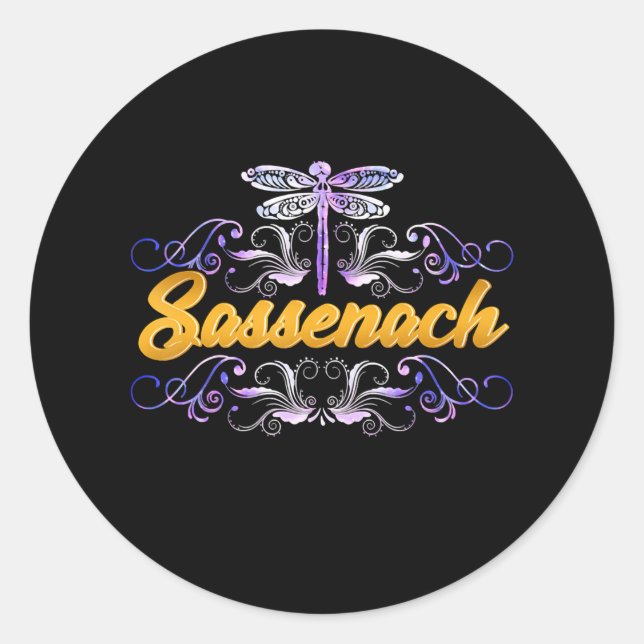 Sticker Rond Sassenach Outlander Blue Dragonfly (Devant)