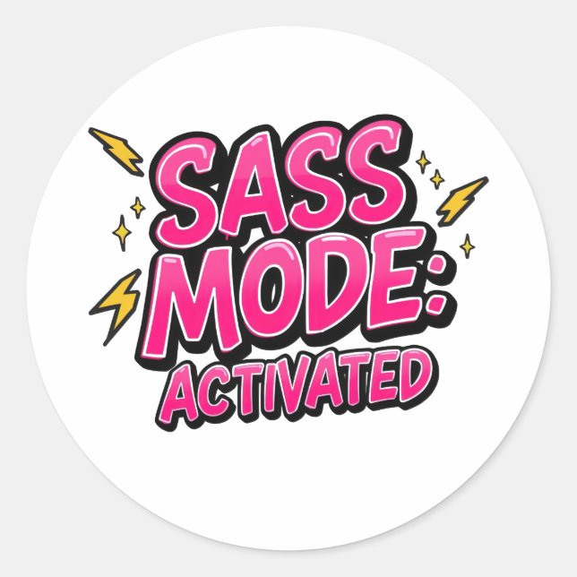 Sticker Rond Sassy Attitude and Bold Pop Art (Devant)