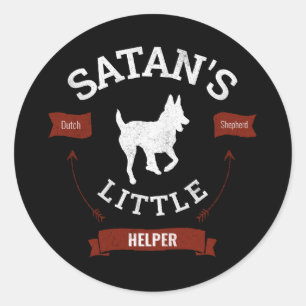 Sticker Rond Satan's Little Helper Funny Dutch Shepherd