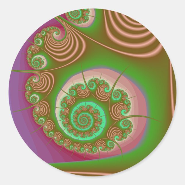 Sticker Rond Satin Coquille Spirale Fractale (Devant)