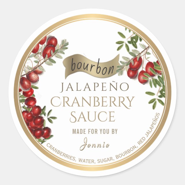 Sticker Rond Sauce aux canneberges de Bourbon Jalapeño (Devant)