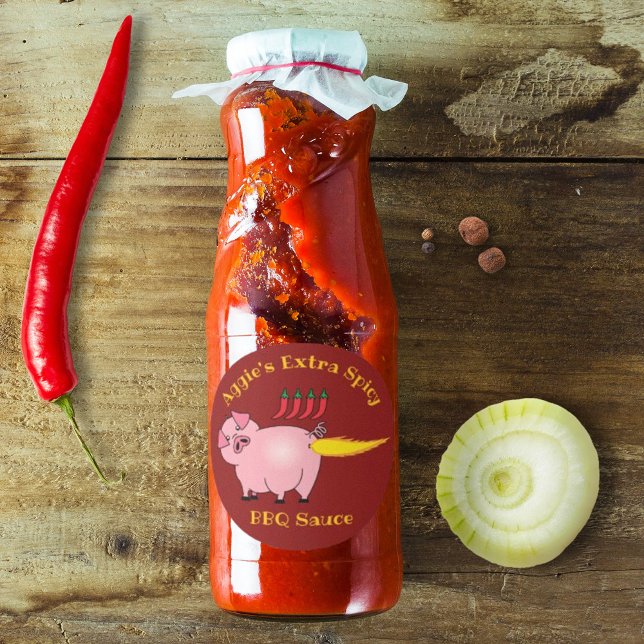 Sticker Rond Sauce barbecue épicée au feu de porc (Créateur téléchargé)