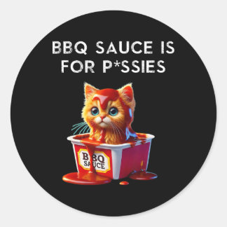 Sticker Rond Sauce BBQ drôle Chat Humour Cadeau amateur de chat
