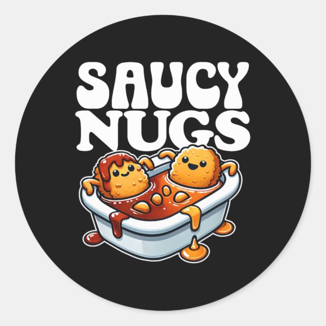 Sticker Rond Sauce Bbq Saucy Nugs Cartoon Food Drôle Sauce Chic (Devant)