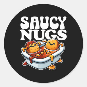 Sticker Rond Sauce Bbq Saucy Nugs Cartoon Food Drôle Sauce Chic