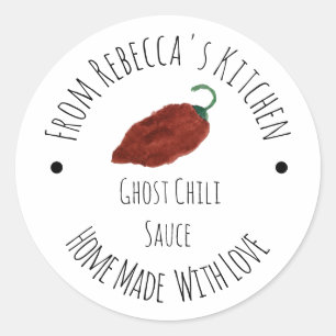 Sticker Rond Sauce chaude au chili Ghost maison