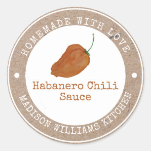Sticker Rond Sauce chili Habanero maison Orange Chili