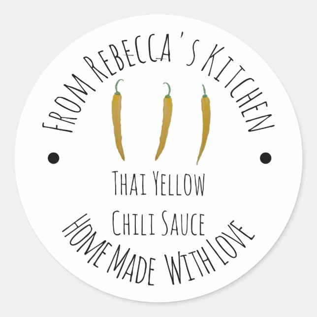 Sticker Rond Sauce chili jaune thaïlandaise fait maison (Devant)