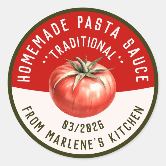 Sticker Rond Sauce de pâtes maison en deux couleurs (Devant)