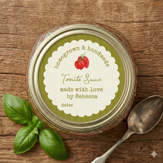 Sticker Rond Sauce de Tomate de Ferme Faite Maison & Cultivée à (Créateur téléchargé)