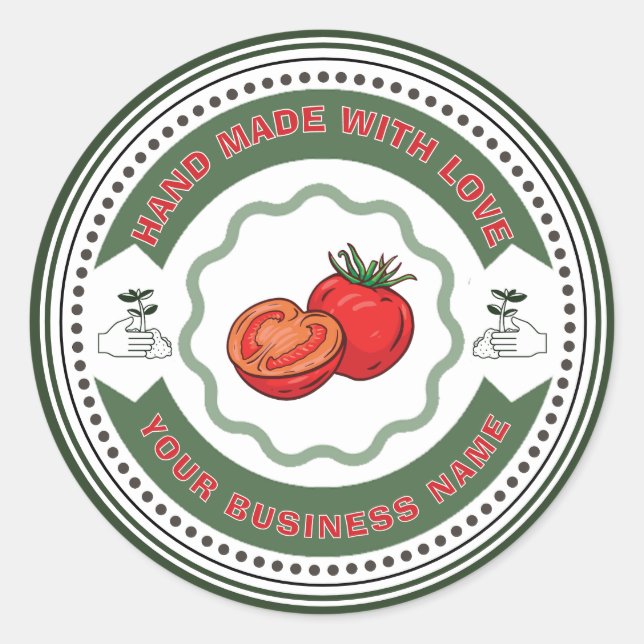 Sticker Rond Sauce de tomate maison rustique Classique Ro (Devant)