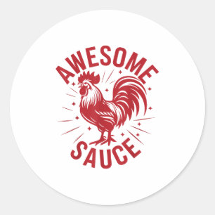 Sticker Rond Sauce Géniale Avec Photo Du Coq