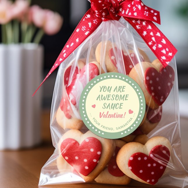 Sticker Rond Sauce Géniale Faveur de la Saint-Valentin (Awesome Sauce Valentine Favor Classic Round Sticker)