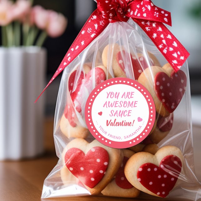 Sticker Rond Sauce Incroyable Faveur de la Saint-Valentin (Awesome Sauce Valentine Favor Classic Round Sticker)
