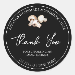 Sticker Rond Sauce Merci maison simple à base de champignons Ét