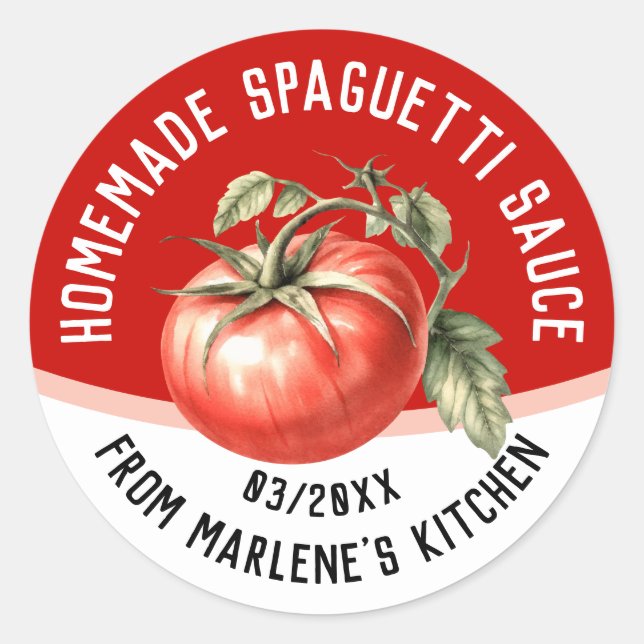 Sticker Rond Sauce spaguetti maison avec tomate rouge (Devant)