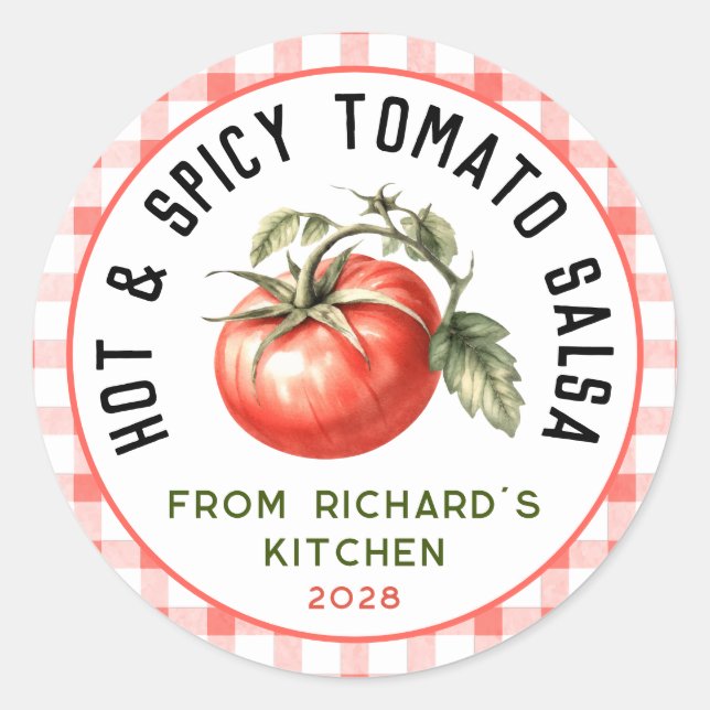 Sticker Rond Sauce tomate épicée et chaude modifiable pour la m (Devant)
