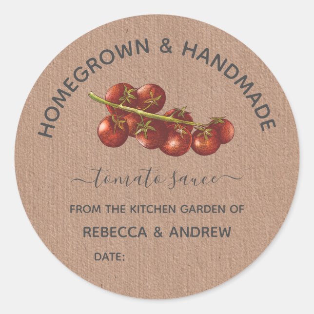 Sticker Rond Sauce tomate faite maison et artisanale Papier kra (Devant)