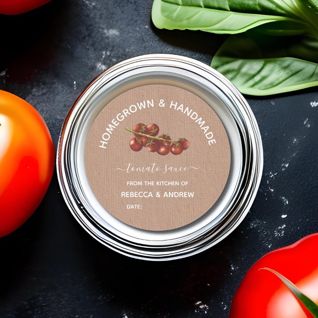 Sticker Rond Sauce tomate Kraft maison et artisanale en pot Mas (Créateur téléchargé)