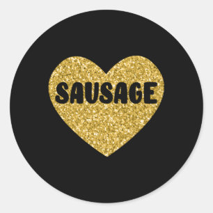 Sticker Rond Saucisse I Love Saucage Nourriture Viande