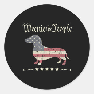 Sticker Rond Saucisse Le Peuple Dachshund 4 Juillet 