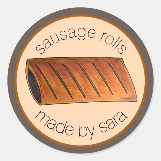 Sticker Rond Saucisson Maison Roule Pâtisserie Britannique Cuit (Devant)