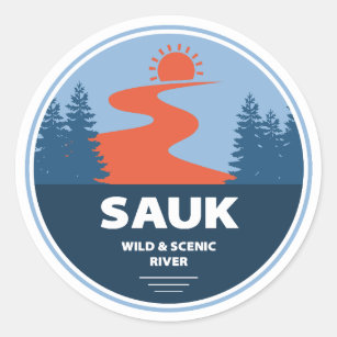 Sticker Rond Sauk Wild Et Pittoresque River Washington