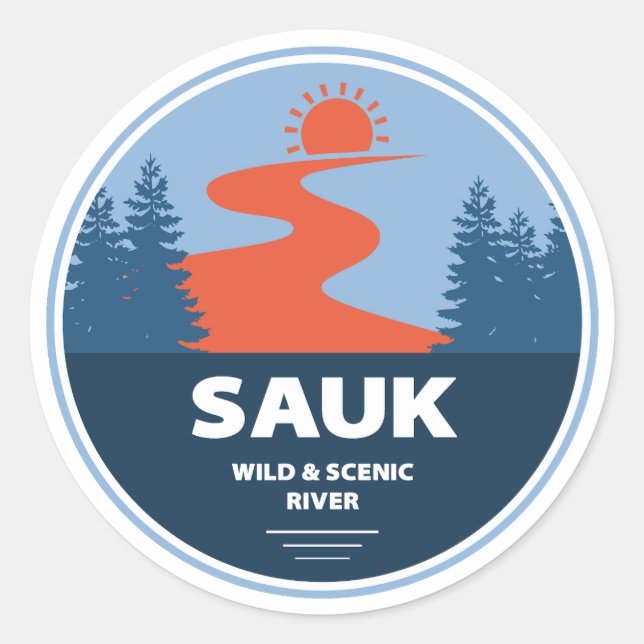 Sticker Rond Sauk Wild Et Pittoresque River Washington (Devant)