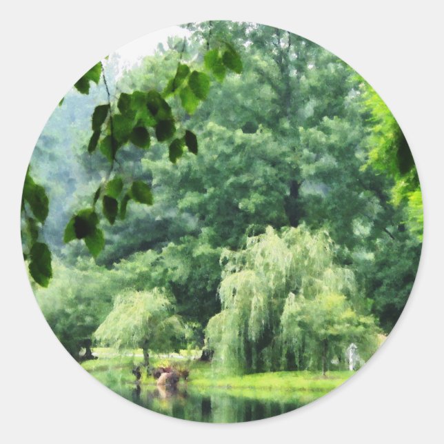 Sticker Rond Saule pleuvoir dans la fosse (Devant)