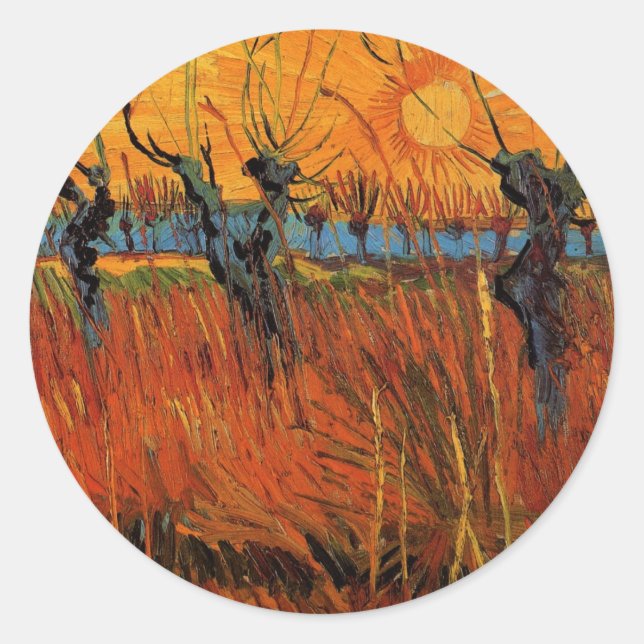 Sticker Rond Saules au coucher du soleil par Vincent van Gogh (Devant)