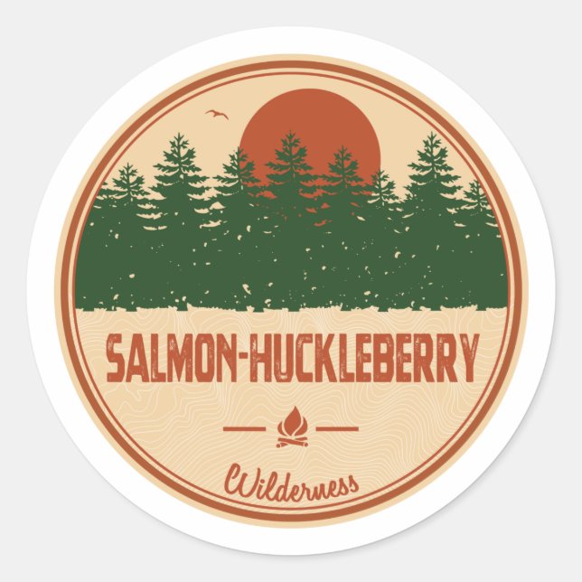 Sticker Rond Saumon-Huckleberry Wilderness (Devant)