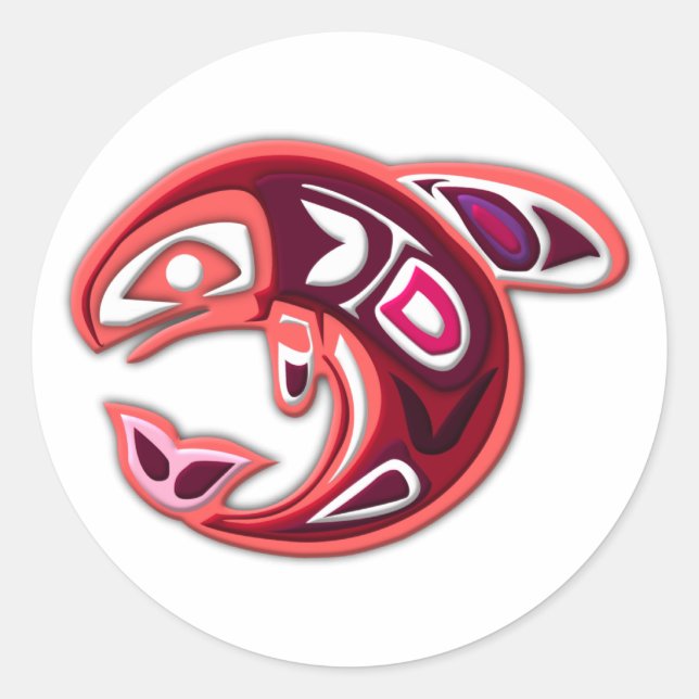 Sticker Rond saumon salmon (Devant)