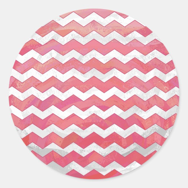 Sticker Rond Saumon Swirl Chevron Motif (Devant)