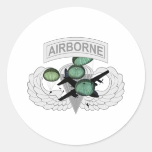 Sticker Rond Saut aéroporté avec des ailes