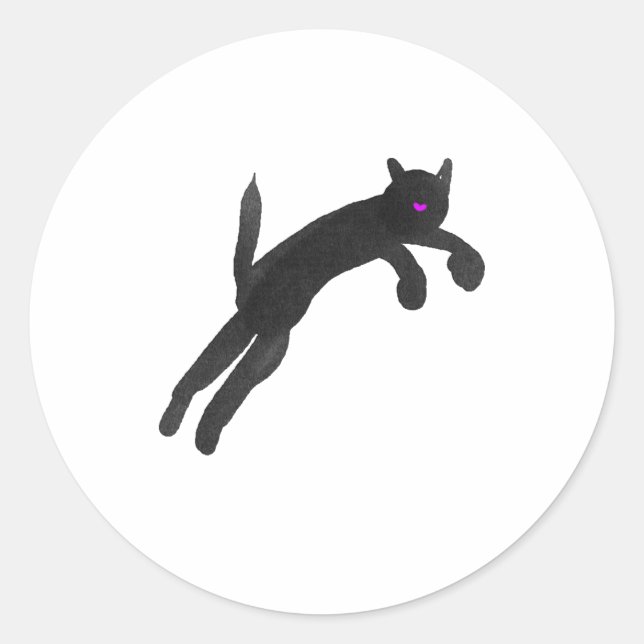 Sticker Rond saut chat noir (Devant)