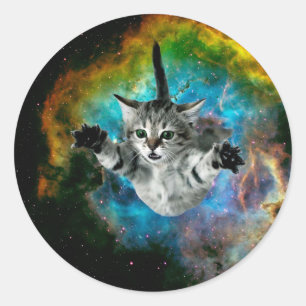 Sticker Rond Saut de chats dans l'espace