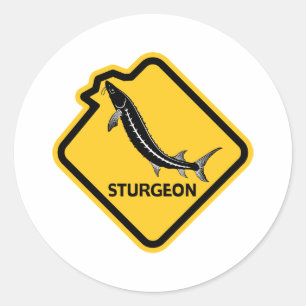 Sticker Rond Saut d'esturgeon de précaution